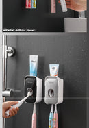 MENGNI Automatic Toothpaste Dispenser Wall-Mounted Bathroom Toothpaste Squeezer Punch-Free Toothbrush Holder Rack Bathroom Acces.