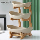 Modern Creative Basket for Dried Fruits, Candy Dish, Cake Stand, Salad Bowl ™ 2/3 Layer Wooden Fruit Plate.