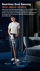 ABIR VC205 Cordless Portable Vacuum Cleaner, 27,000PA, Touch Screen, Smart Dust Sensor, Automatic Speed Control for Cleaning Beds and Carpets at Home, Intelligent Detection. Visible Performance.