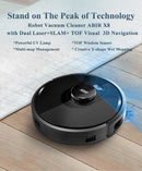 ABIR X8 Robot Vacuum, Laser System, Restricted Area Setup for Residential Carpet, Ultra Power 6500Pa. Laser Precision. Full Home Automation.