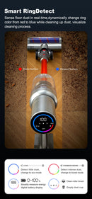 ABIR VC205 Cordless Portable Vacuum Cleaner, 27,000PA, Touch Screen, Smart Dust Sensor, Automatic Speed Control for Cleaning Beds and Carpets at Home, Intelligent Detection. Visible Performance.