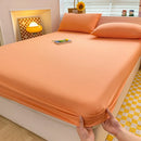 Soft Cotton Fitted Bed Sheet with Elastic Band Solid Color Mattress Cover for Single Double King Queen Bed 140/150/160/180/200.