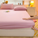 Soft Cotton Fitted Bed Sheet with Elastic Band Solid Color Mattress Cover for Single Double King Queen Bed 140/150/160/180/200.