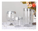 Foreign Crystal High Glass Phnom Penh with Silver Rim for Brandy, Champagne, Red Wine, and Water, for Home Dining Table.