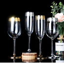 Foreign Crystal High Glass Phnom Penh with Silver Rim for Brandy, Champagne, Red Wine, and Water, for Home Dining Table.