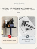 Non-drill wall-mounted hair dryer holder, for storing and placing a hair dryer in the bathroom, and multifunctional storage holder.