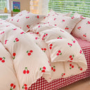 Pink Floral Bedding Set Soft Ins Single Double Queen Size Duvet Cover Flat Sheet Pillowcase Girls Home Totel Bed Linens.