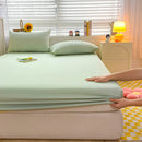 Soft Cotton Fitted Bed Sheet with Elastic Band Solid Color Mattress Cover for Single Double King Queen Bed 140/150/160/180/200.
