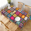 Rectangular Polyester Tablecloth Boho Mandala Bohemian Colorful Cycle Party Festival Tablecloth.