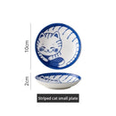 Japanese Style Ceramic Dessert Sauce Dish Tableware Creative Cute Cartoon Lucky Cat Pattern Water Drop Shape Fruit Sushi Plates.