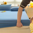 Soft Cotton Fitted Bed Sheet with Elastic Band Solid Color Mattress Cover for Single Double King Queen Bed 140/150/160/180/200.
