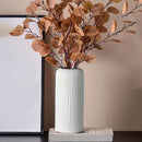 1pc Chic Striped Ceramic-Look Plastic Vase for Flowers - Durable, Easy-to-Place Decorative Floral Display Piece.