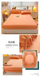 Soft Cotton Fitted Bed Sheet with Elastic Band Solid Color Mattress Cover for Single Double King Queen Bed 140/150/160/180/200.
