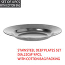 20cm Round Metal Dish Camping Stainless Steel 304 Serving Dinner Plates 4 Pack with alleco cotton bag for BBQ, Snack, Salad.