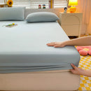 Soft Cotton Fitted Bed Sheet with Elastic Band Solid Color Mattress Cover for Single Double King Queen Bed 140/150/160/180/200.