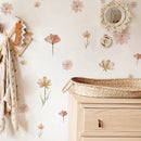 Boho Floral Wall Stickers for Kids, Watercolor Children's Room, Living Room, Home Decor, Art, Eco-Friendly Removable Stickers, PVC Murals.