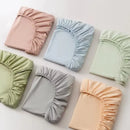 Soft Cotton Fitted Bed Sheet with Elastic Band Solid Color Mattress Cover for Single Double King Queen Bed 140/150/160/180/200.