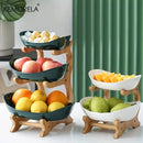 Modern Creative Basket for Dried Fruits, Candy Dish, Cake Stand, Salad Bowl ™ 2/3 Layer Wooden Fruit Plate.
