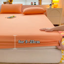 Soft Cotton Fitted Bed Sheet with Elastic Band Solid Color Mattress Cover for Single Double King Queen Bed 140/150/160/180/200.