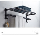 Matte Black 50CM Folding Holder With Hook Towel Holder Wall Mount AluminumTowel Rack.