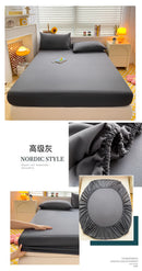 Soft Cotton Fitted Bed Sheet with Elastic Band Solid Color Mattress Cover for Single Double King Queen Bed 140/150/160/180/200.