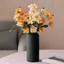 1pc Chic Striped Ceramic-Look Plastic Vase for Flowers - Durable, Easy-to-Place Decorative Floral Display Piece.