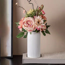 1pc Chic Striped Ceramic-Look Plastic Vase for Flowers - Durable, Easy-to-Place Decorative Floral Display Piece.