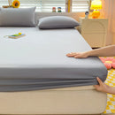 Soft Cotton Fitted Bed Sheet with Elastic Band Solid Color Mattress Cover for Single Double King Queen Bed 140/150/160/180/200.