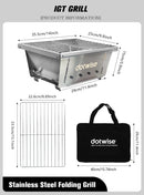 Portable Stainless Steel Grill, Outdoor Folding Table Wood Stove, for Camping and Barbecue IGT MasterGrill.