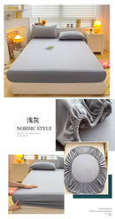 Soft Cotton Fitted Bed Sheet with Elastic Band Solid Color Mattress Cover for Single Double King Queen Bed 140/150/160/180/200.