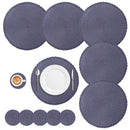 Round Braided Placemats Set of 6 Washable PP/PET Heat Resistant 34cm Table Place Mat for Kitchen Xmas Dining Table Party Decor.
