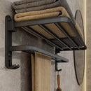 Matte Black 50CM Folding Holder With Hook Towel Holder Wall Mount AluminumTowel Rack.