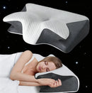 2025 Ergonomic Neck Horn Pillow for Side,Shoulder Relaxation, Soft Yet Firm Support,Back and Stomach Sleepers - Contoured Design.