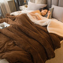 Wool Throw Blanket Keep Warm Winter Bed Blankets Double Sided Queen Duvet Cover Camping Double Bed Cover Bedspread On The Bed.