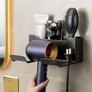 Non-drill wall-mounted hair dryer holder, for storing and placing a hair dryer in the bathroom, and multifunctional storage holder.