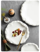 Simple Solid Color Tableware Porcelain Pasta Steak Plate Dinner Plate Creative Kitchen Irregular Serving Tray Cooking Dishes.