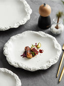 Simple Solid Color Tableware Porcelain Pasta Steak Plate Dinner Plate Creative Kitchen Irregular Serving Tray Cooking Dishes.