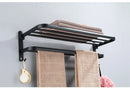 Matte Black 50CM Folding Holder With Hook Towel Holder Wall Mount AluminumTowel Rack.