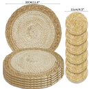 Round Braided Placemats Set of 6 Washable PP/PET Heat Resistant 34cm Table Place Mat for Kitchen Xmas Dining Table Party Decor.