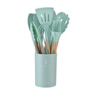12PCS Silicone Kitchenware Non-Stick Cookware Kitchen Utensils Set Spatula Shovel Egg Beaters Wooden Handle Cooking Tool Set