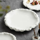 Simple Solid Color Tableware Porcelain Pasta Steak Plate Dinner Plate Creative Kitchen Irregular Serving Tray Cooking Dishes.