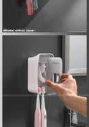 MENGNI Automatic Toothpaste Dispenser Wall-Mounted Bathroom Toothpaste Squeezer Punch-Free Toothbrush Holder Rack Bathroom Acces.