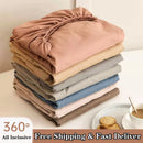 Soft Cotton Fitted Bed Sheet with Elastic Band Solid Color Mattress Cover for Single Double King Queen Bed 140/150/160/180/200.