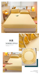 Soft Cotton Fitted Bed Sheet with Elastic Band Solid Color Mattress Cover for Single Double King Queen Bed 140/150/160/180/200.