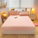 Soft Cotton Fitted Bed Sheet with Elastic Band Solid Color Mattress Cover for Single Double King Queen Bed 140/150/160/180/200.