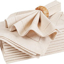 Set of 6 Hemstitched Linen Napkins Chistmas Cloth Napkins Nature Color Dinner Napkins Washable Flax Cloth Napkin.