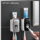 MENGNI Automatic Toothpaste Dispenser Wall-Mounted Bathroom Toothpaste Squeezer Punch-Free Toothbrush Holder Rack Bathroom Acces.
