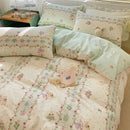 Pink Floral Bedding Set Soft Ins Single Double Queen Size Duvet Cover Flat Sheet Pillowcase Girls Home Totel Bed Linens.