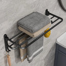 Matte Black 50CM Folding Holder With Hook Towel Holder Wall Mount AluminumTowel Rack.
