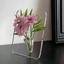 Flower Vase in Frame - Transparent Acrylic Modern Art for Home Decoration, Decorative Vases for Tables and Shelves.